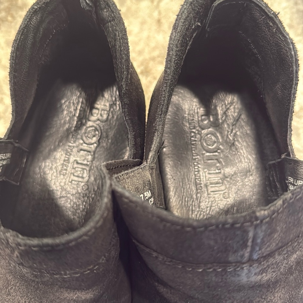 BORN Black Suede Ankle Boots 7.5